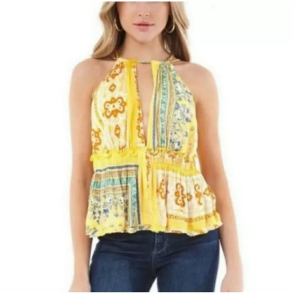 Free People Women’s Bellini Patchwork Halter Tank Top - Picture 1 of 6